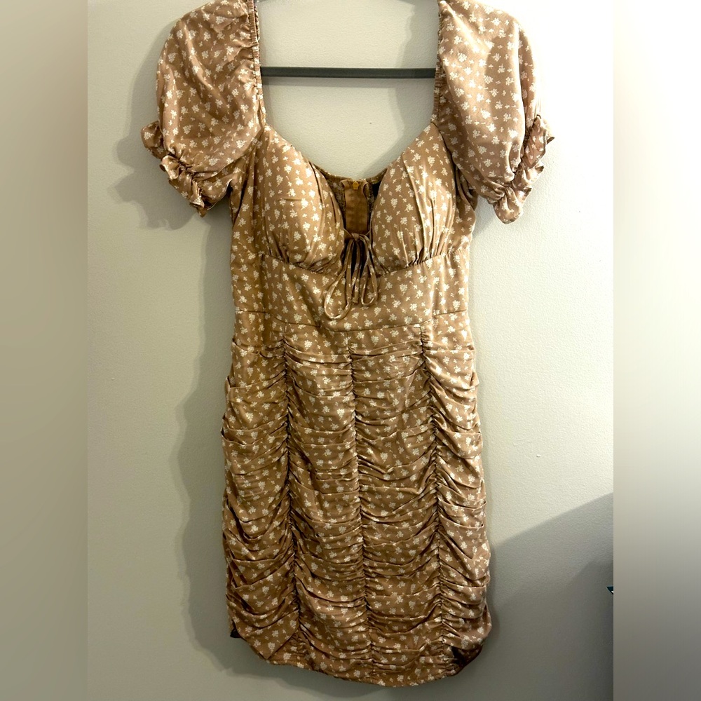 B Darlin Puff Short Sleeve Shirred Dress Juniors 9/10